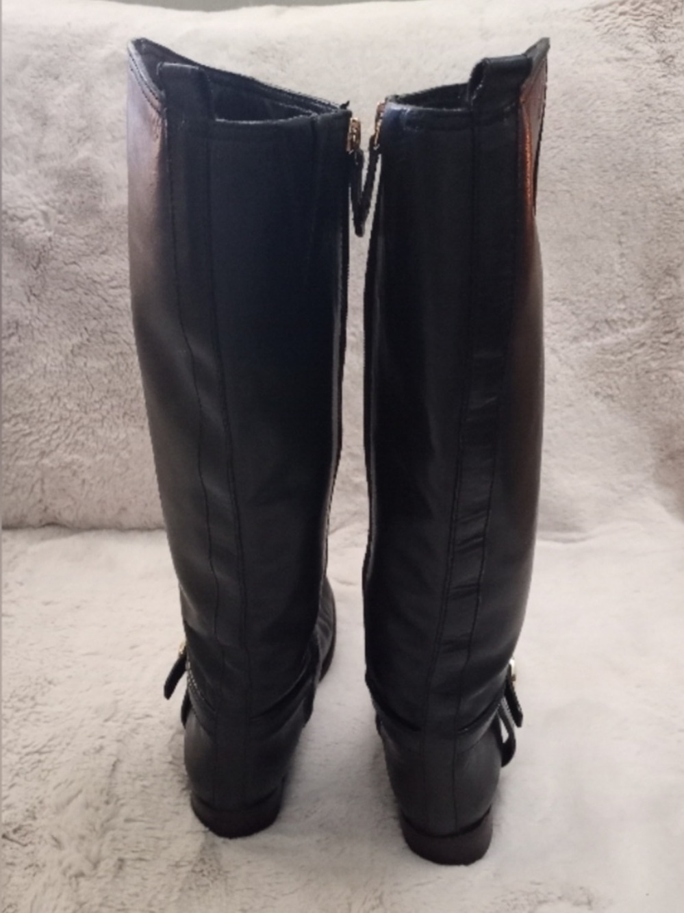 Tory Burch Black Brazilian Leather Gold Logo Equestrian Minimalist 90s Boot 8 - Picture 7 of 10
